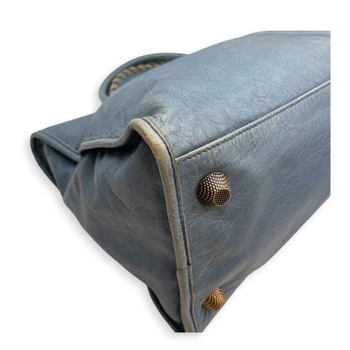 Work Blue Top Handle Bag in Distressed Leather Gold hardware CL2607-22273 7
