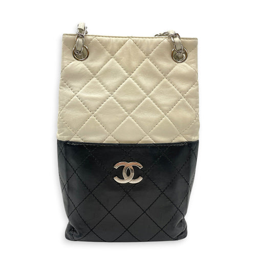 Bicolour Vertical Tote White Shoulder Bag in Lambskin Silver hardware CL2607-22282 1