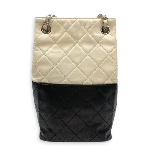 Bicolour Vertical Tote White Shoulder Bag in Lambskin Silver hardware CL2607-22282 2
