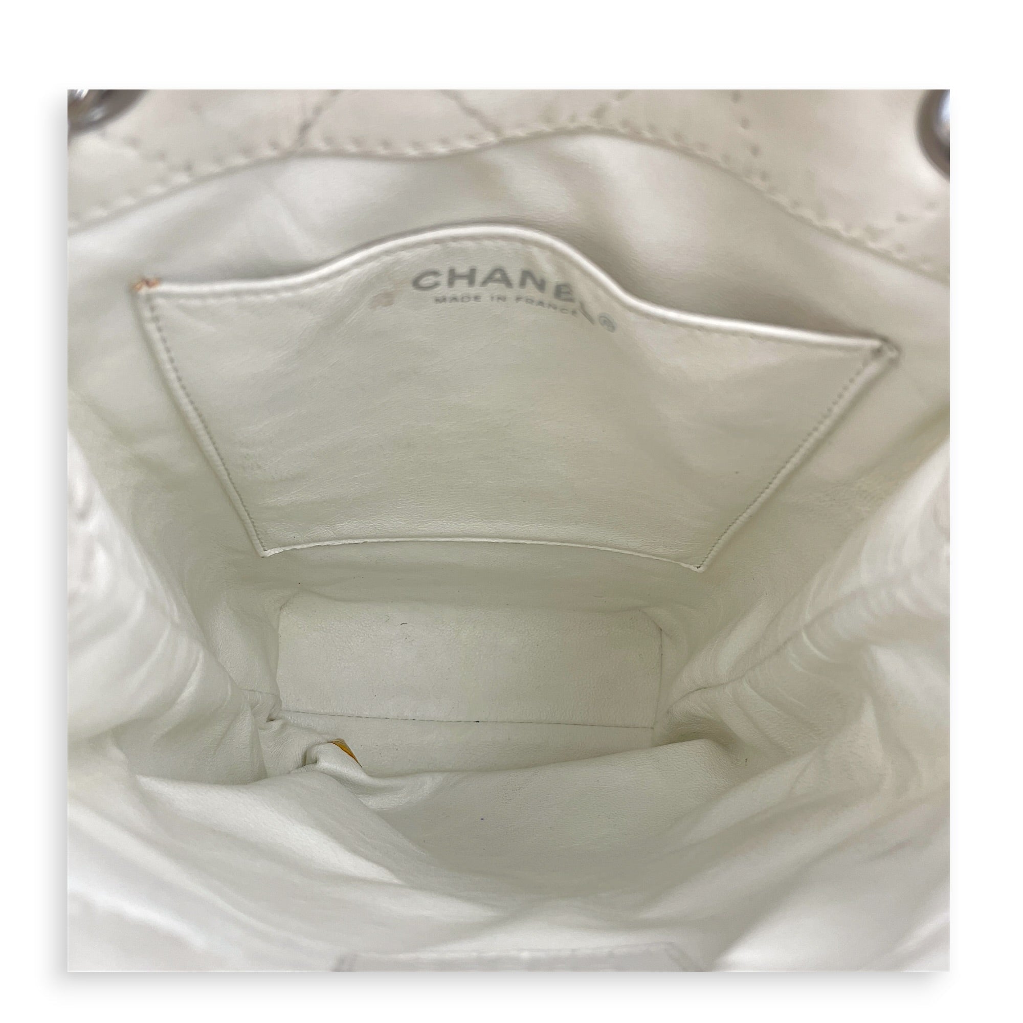 Bicolour Vertical Tote White Shoulder Bag in Lambskin Silver hardware CL2607-22282 6