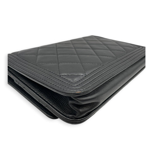 Quilted Boy Black Wallet On Chain in Lambskin Gunmetal hardware CL2607-22283 10