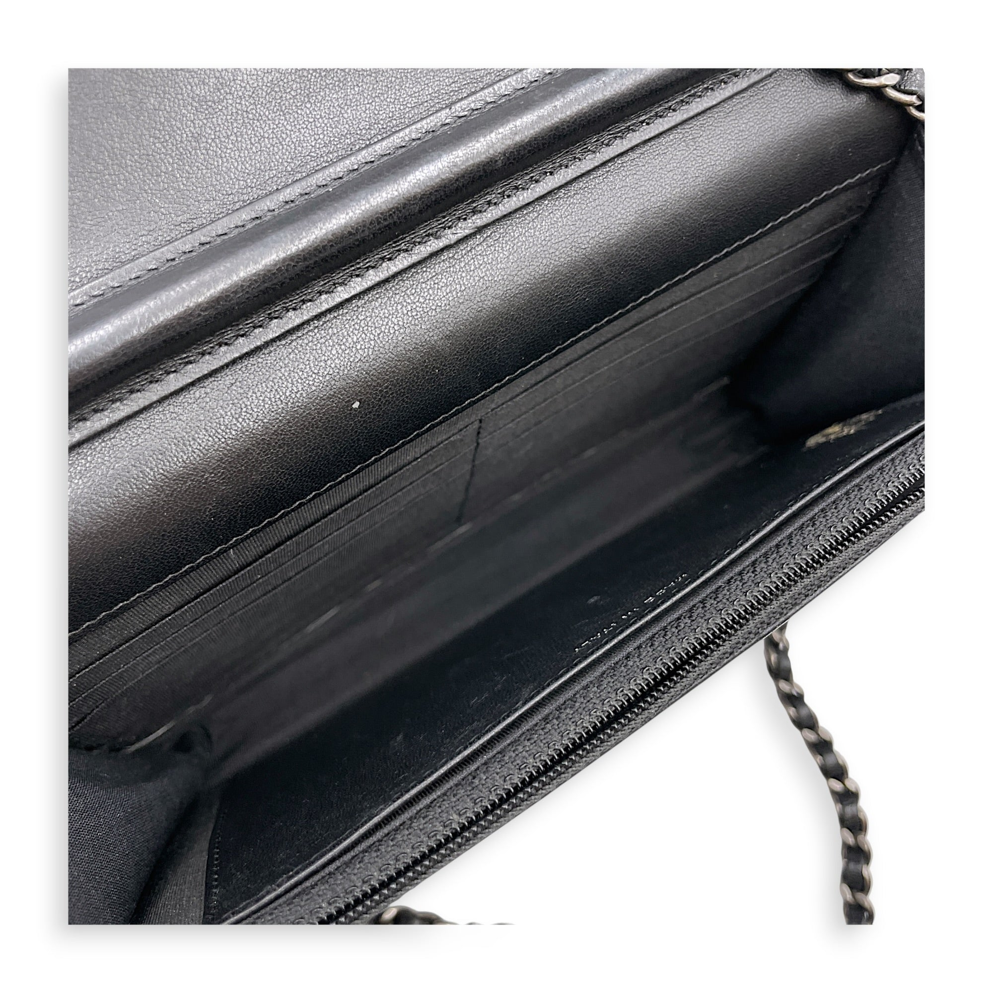 Quilted Chanel Boy WOC Black Wallet On Chain in Lambskin Gunmetal hardware