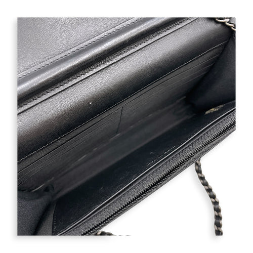 Quilted Chanel Boy WOC Black Wallet On Chain in Lambskin Gunmetal hardware