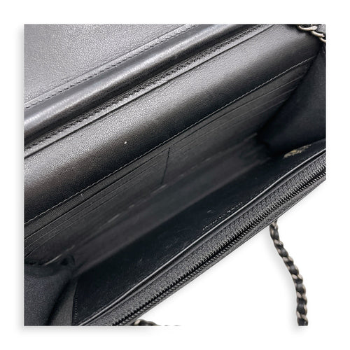 Quilted Boy Black Wallet On Chain in Lambskin Gunmetal hardware CL2607-22283 8