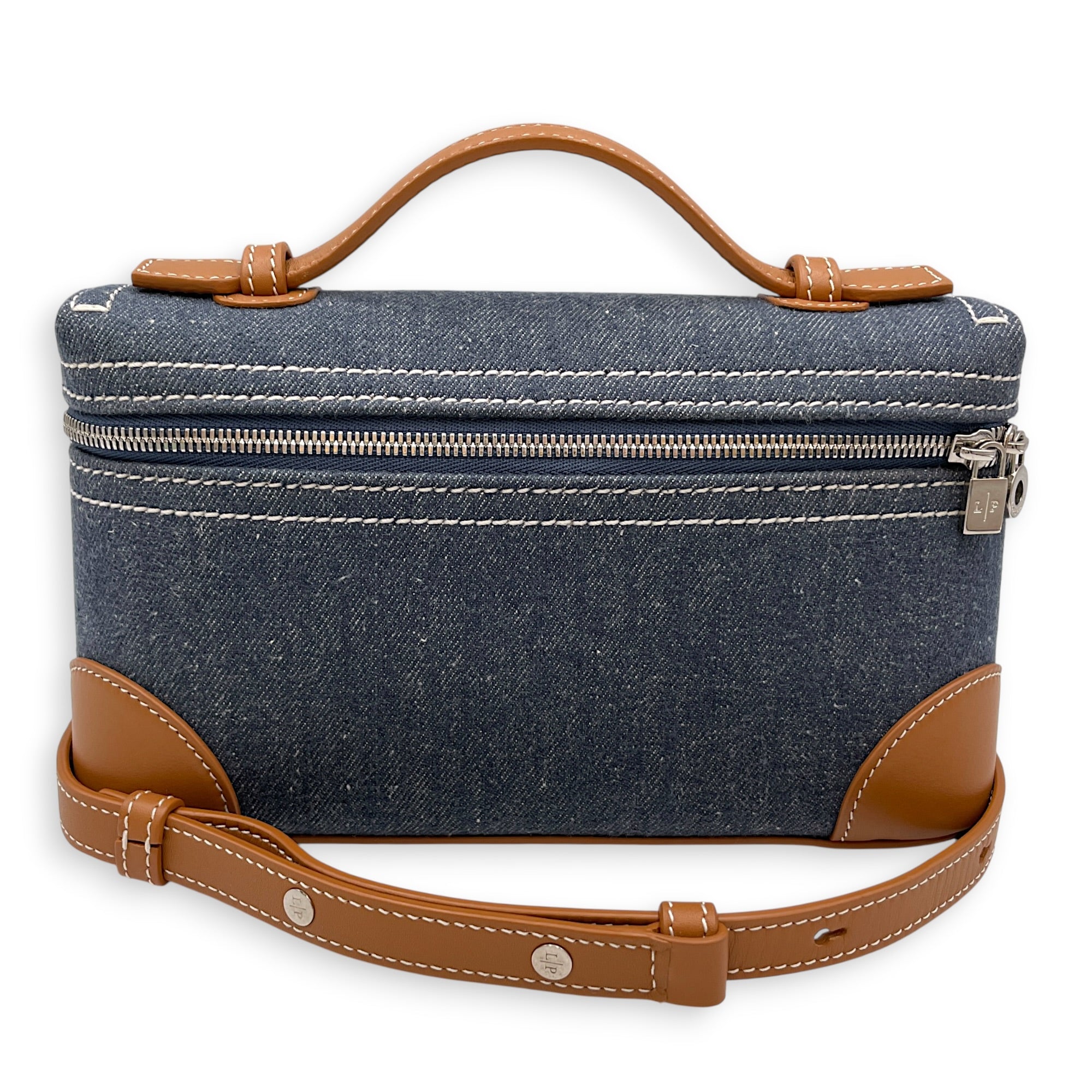 Extra Pocket 19 Blue Top Handle Bag in Denim