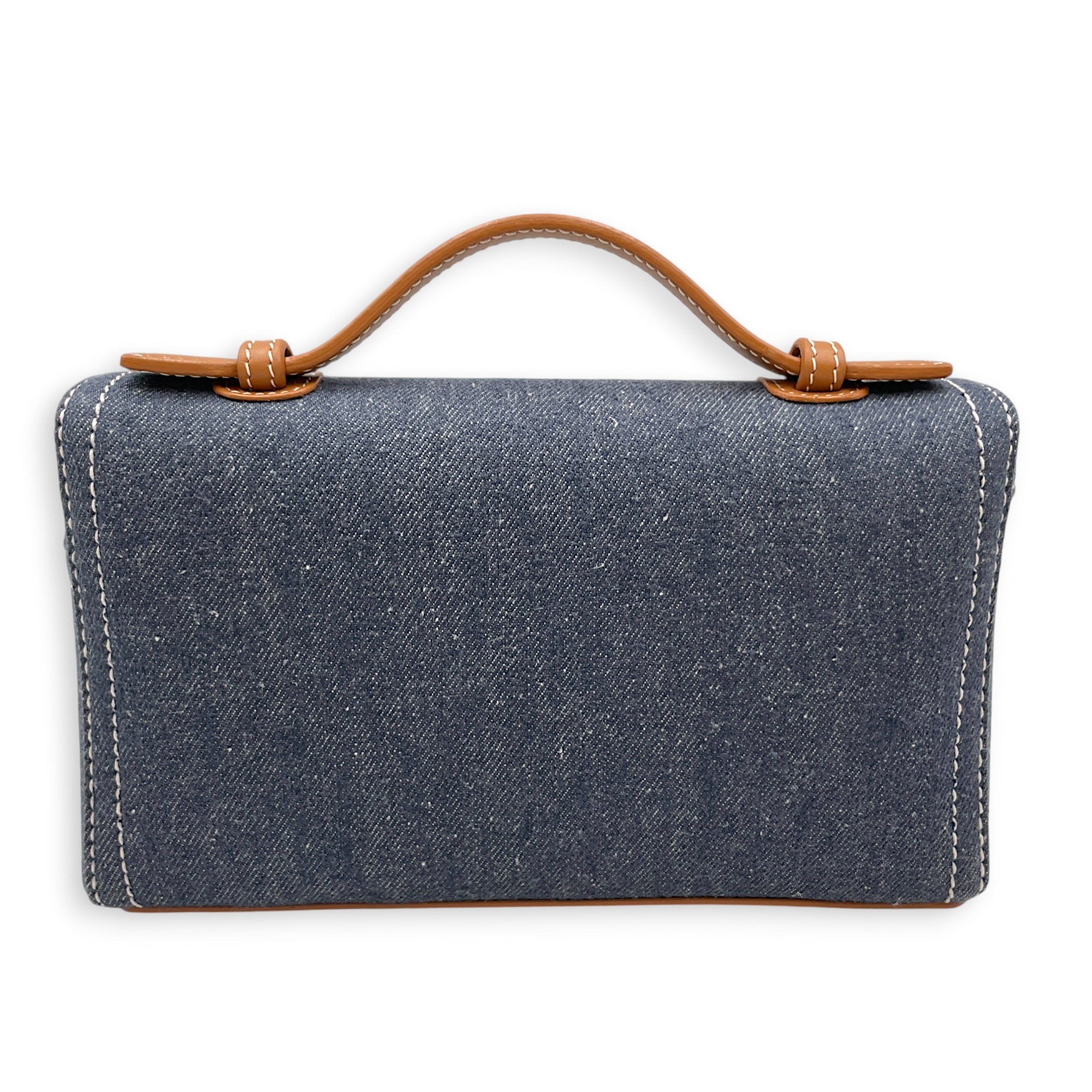 Extra Pocket 19 Blue Top Handle Bag in Denim