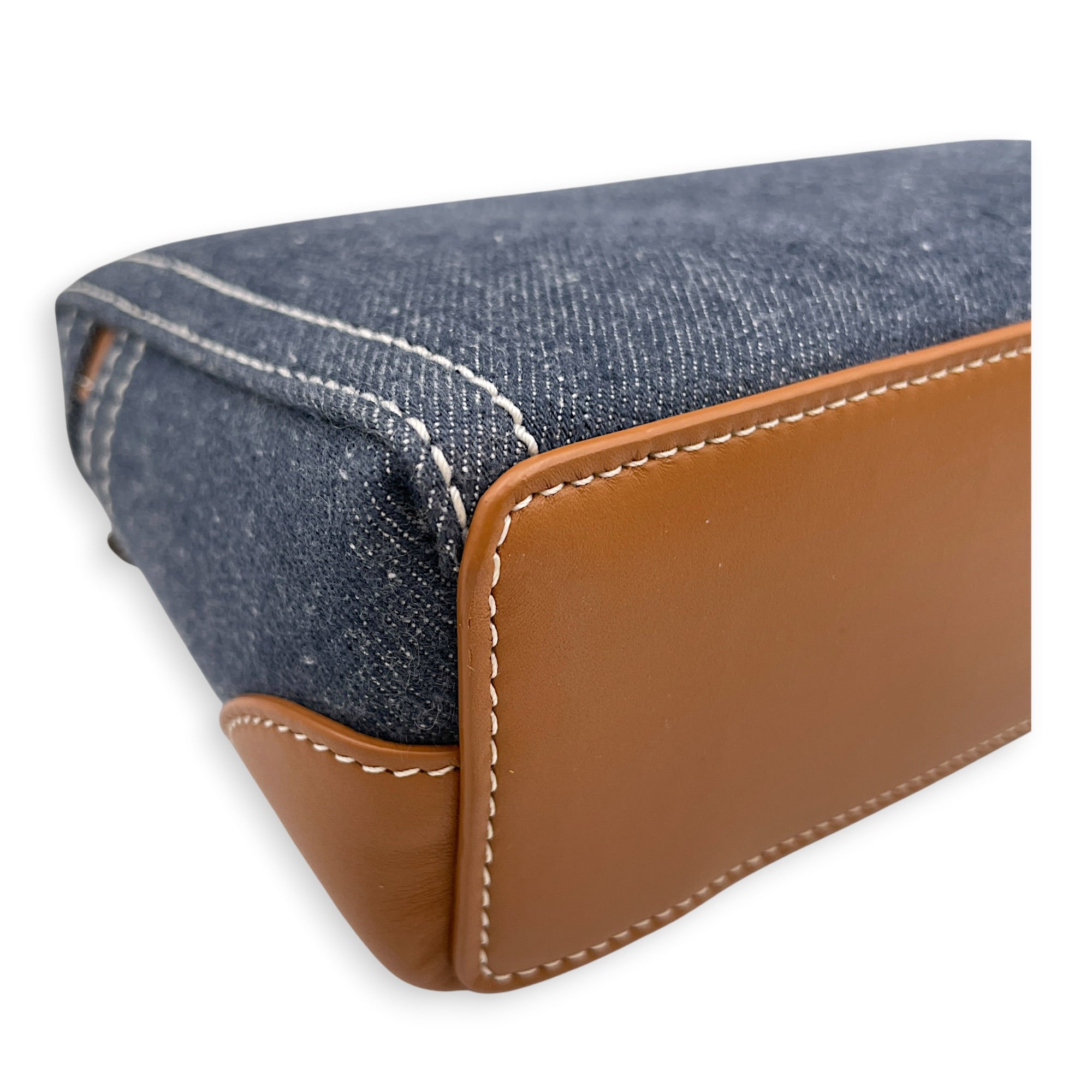 Extra Pocket 19 Blue Top Handle Bag in Denim