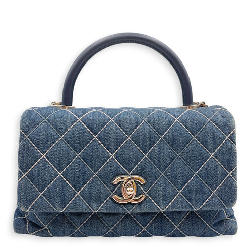 Coco Handle Flap Blue Top Handle Bag in Denim Silver hardware CL2607-22300 1