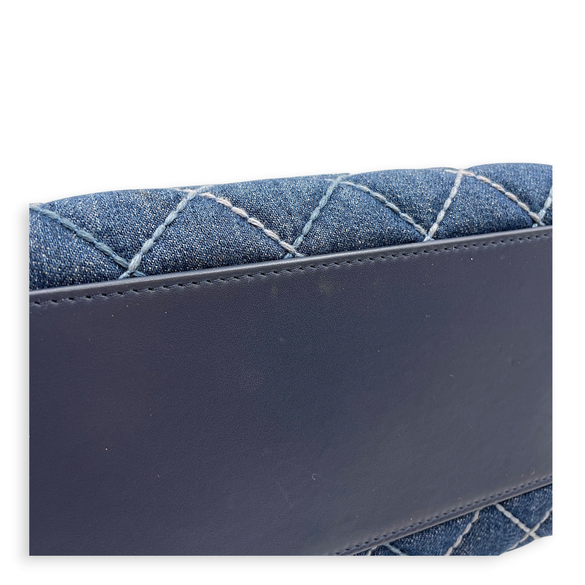 Coco Handle Flap Blue Top Handle Bag in Denim Silver hardware CL2607-22300 11