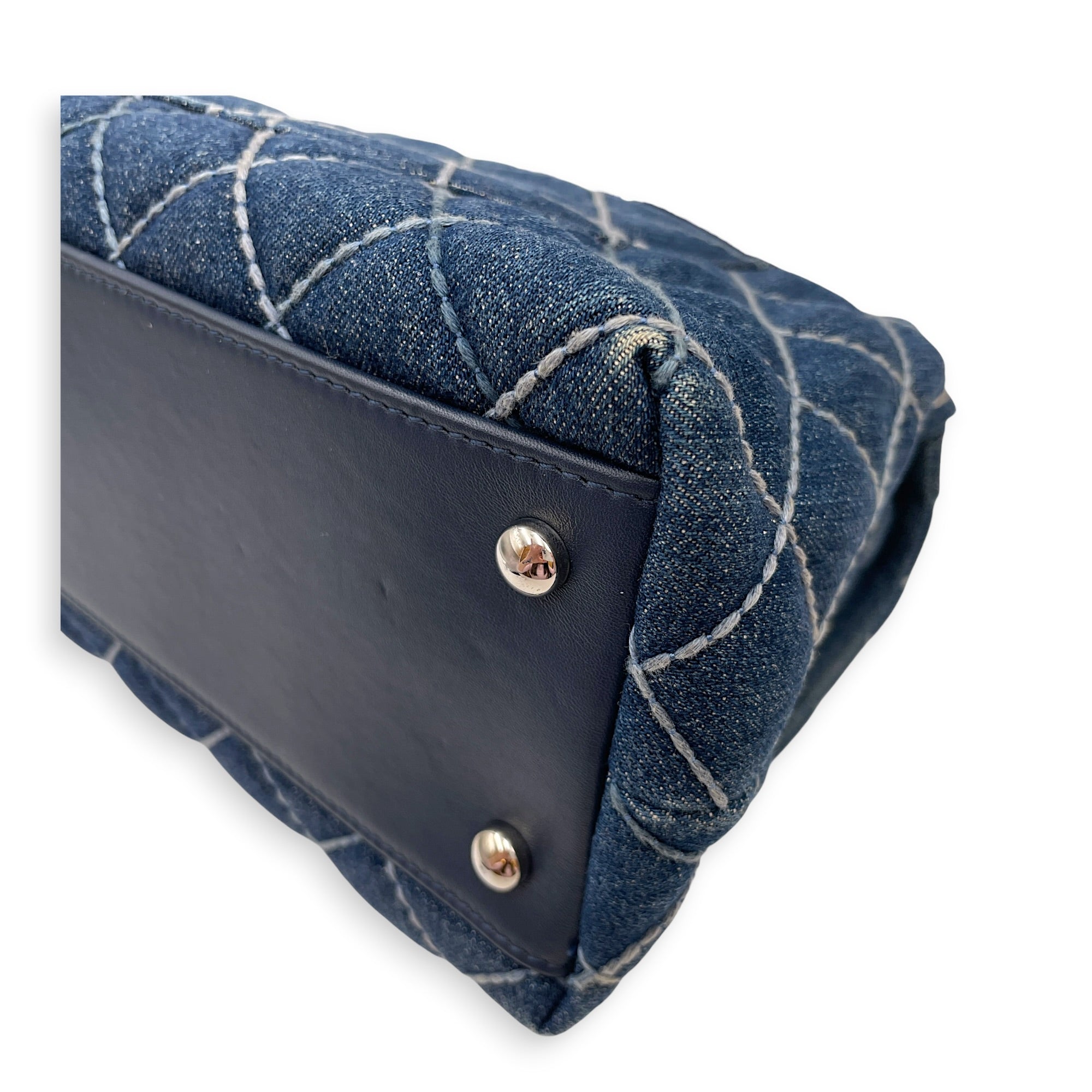 Coco Handle Flap Blue Top Handle Bag in Denim Silver hardware CL2607-22300 12