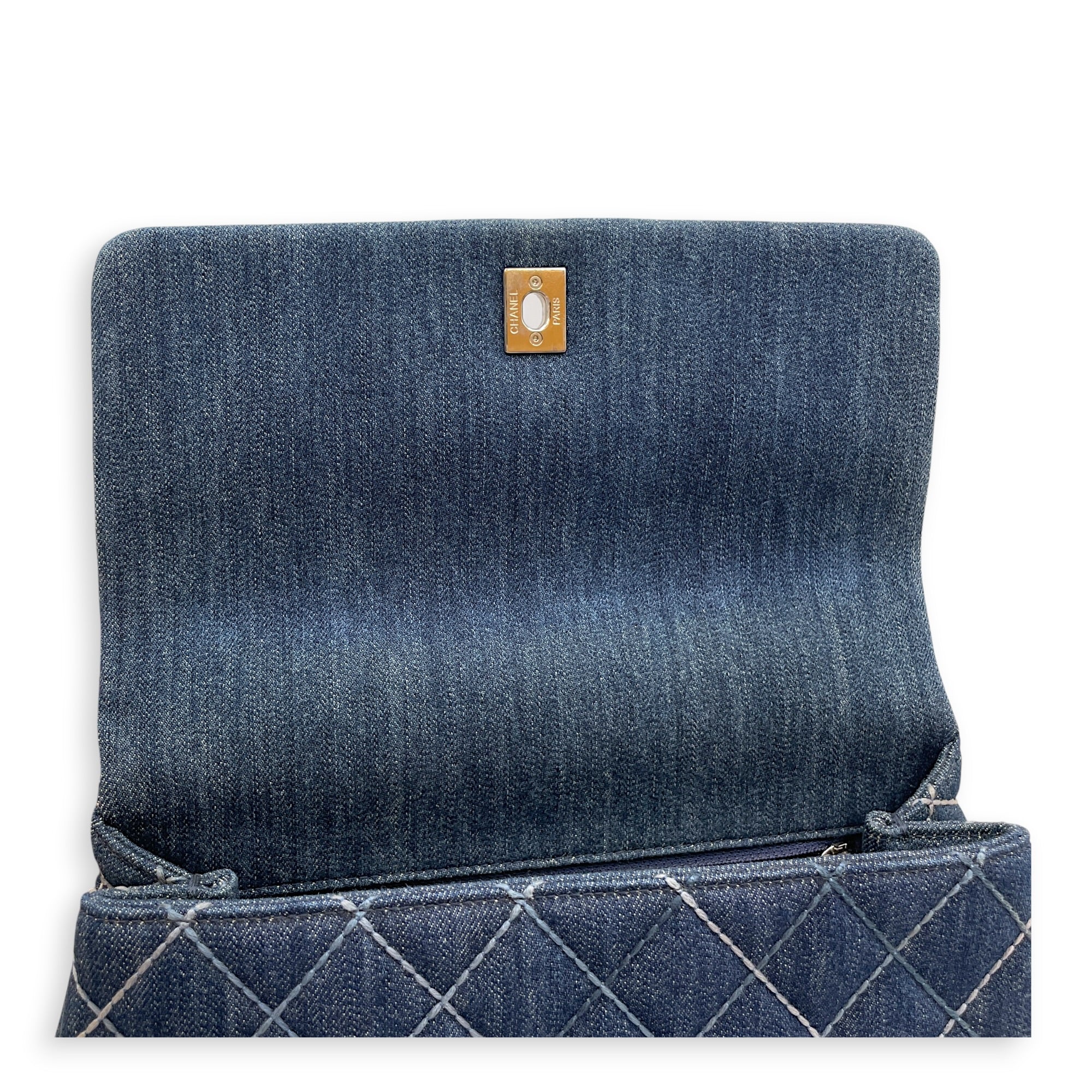 Coco Handle Flap Blue Top Handle Bag in Denim Silver hardware CL2607-22300 18