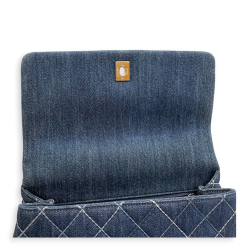 Coco Handle Flap Blue Top Handle Bag in Denim Silver hardware CL2607-22300 18