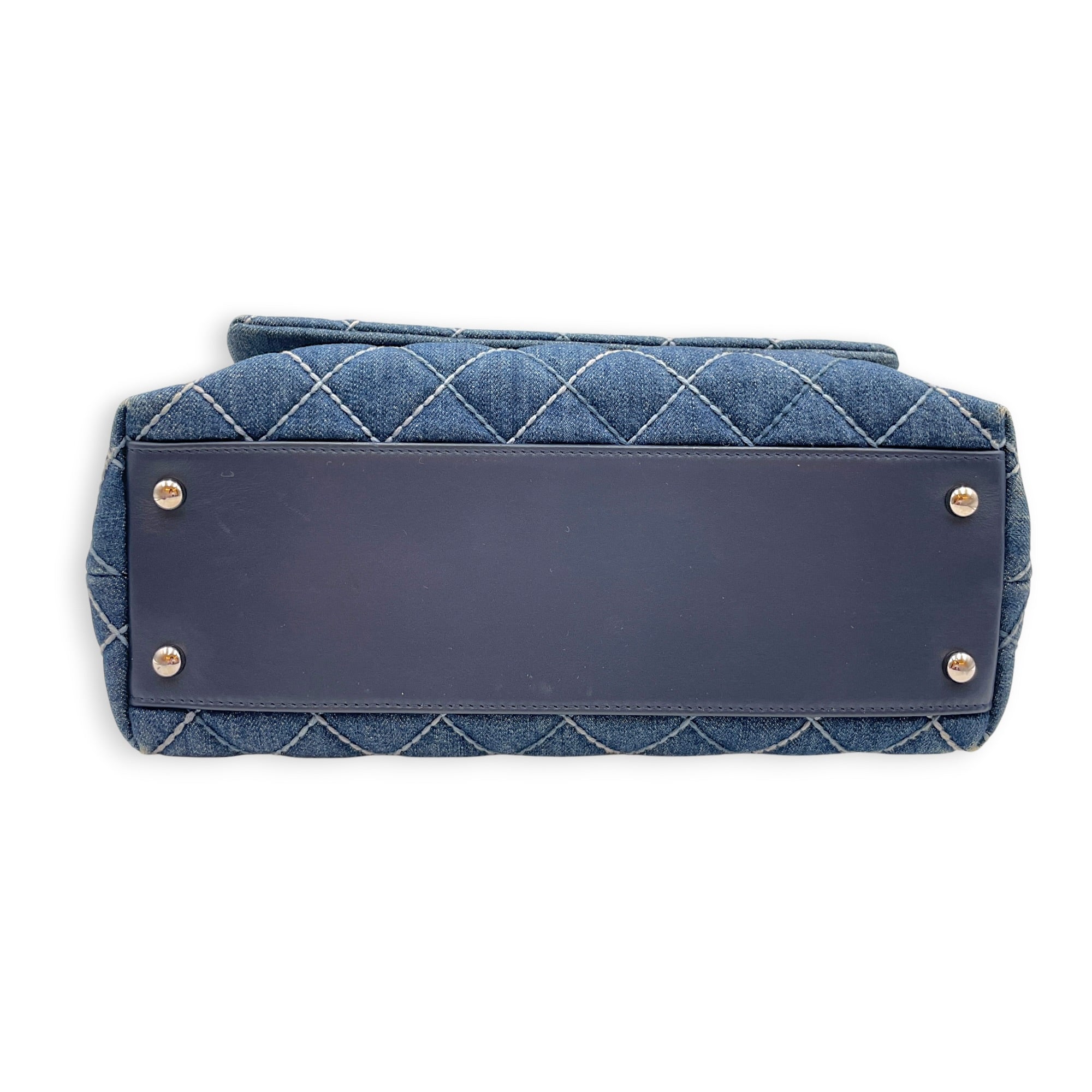 Coco Handle Flap Blue Top Handle Bag in Denim Silver hardware CL2607-22300 3