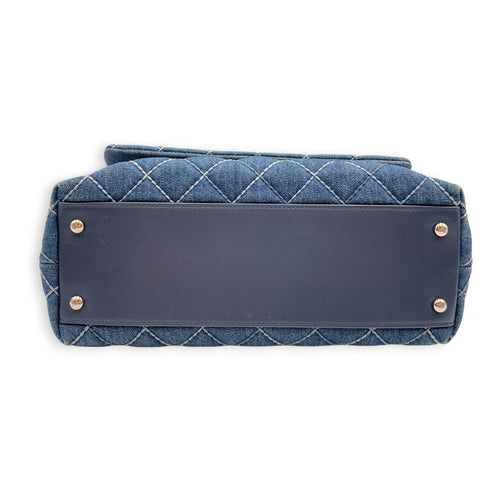 Coco Handle Flap Blue Top Handle Bag in Denim Silver hardware CL2607-22300 3
