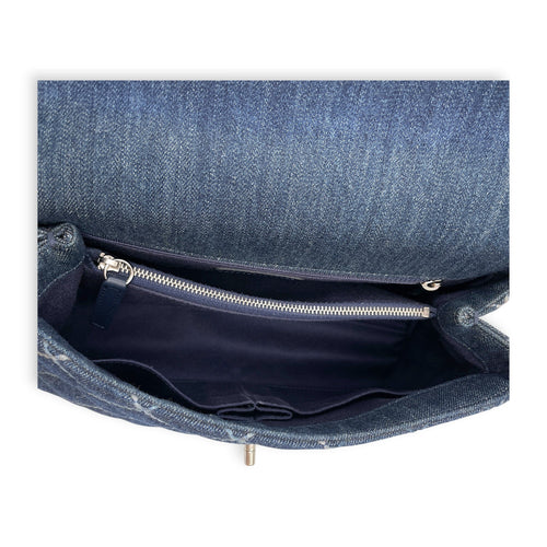 Coco Handle Flap Blue Top Handle Bag in Denim Silver hardware CL2607-22300 6