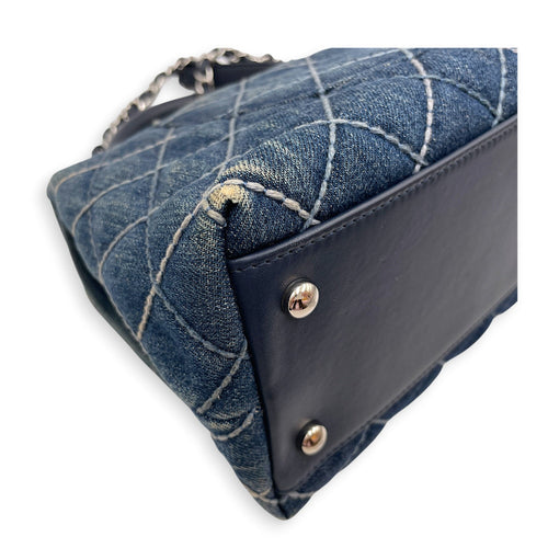Coco Handle Flap Blue Top Handle Bag in Denim Silver hardware CL2607-22300 7