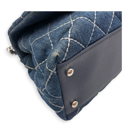 Coco Handle Flap Blue Top Handle Bag in Denim Silver hardware CL2607-22300 9