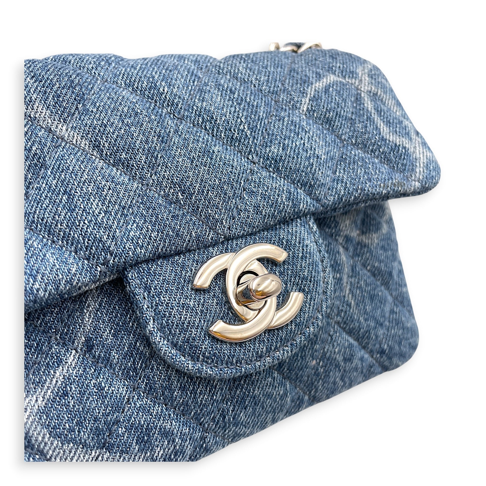 Square Mini Blue Crossbody Bag in Denim Silver hardware CL2607-22301 11