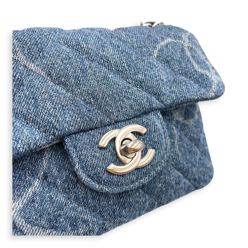 Square Mini Blue Crossbody Bag in Denim Silver hardware CL2607-22301 11