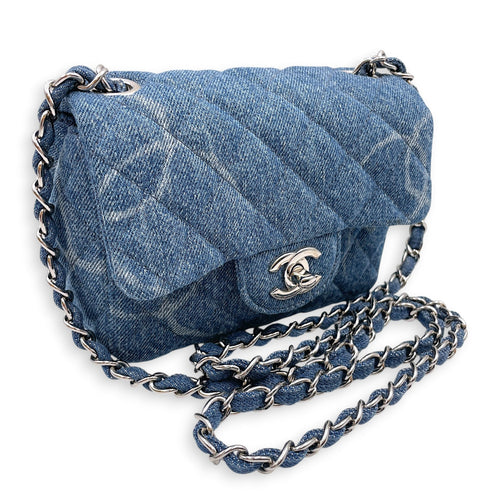 Square Mini Blue Crossbody Bag in Denim Silver hardware CL2607-22301 13