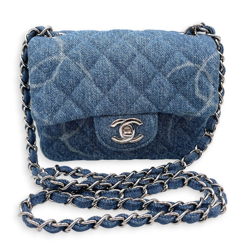 Square Mini Blue Crossbody Bag in Denim Silver hardware CL2607-22301 14