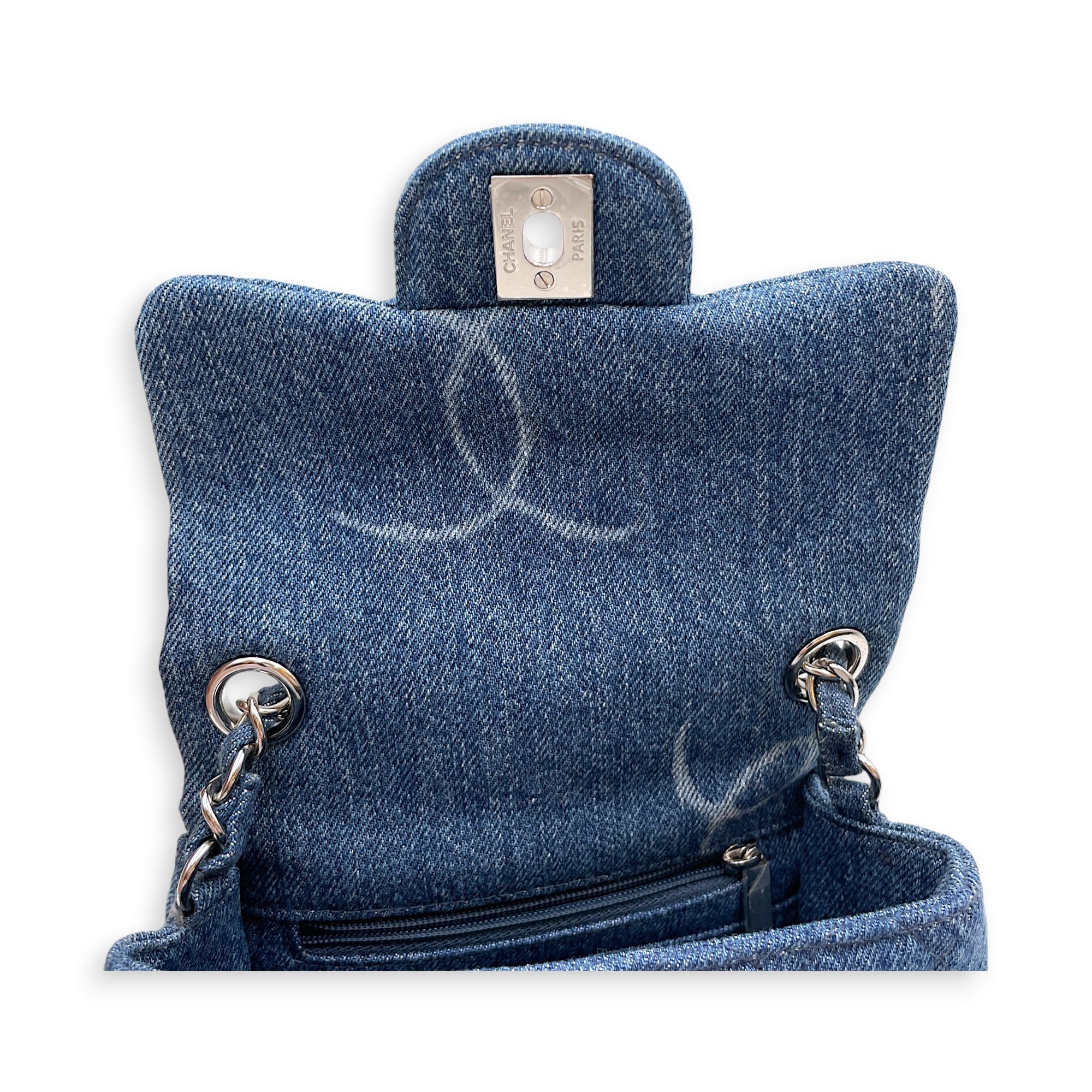 Square Mini Blue Crossbody Bag in Denim Silver hardware CL2607-22301 15