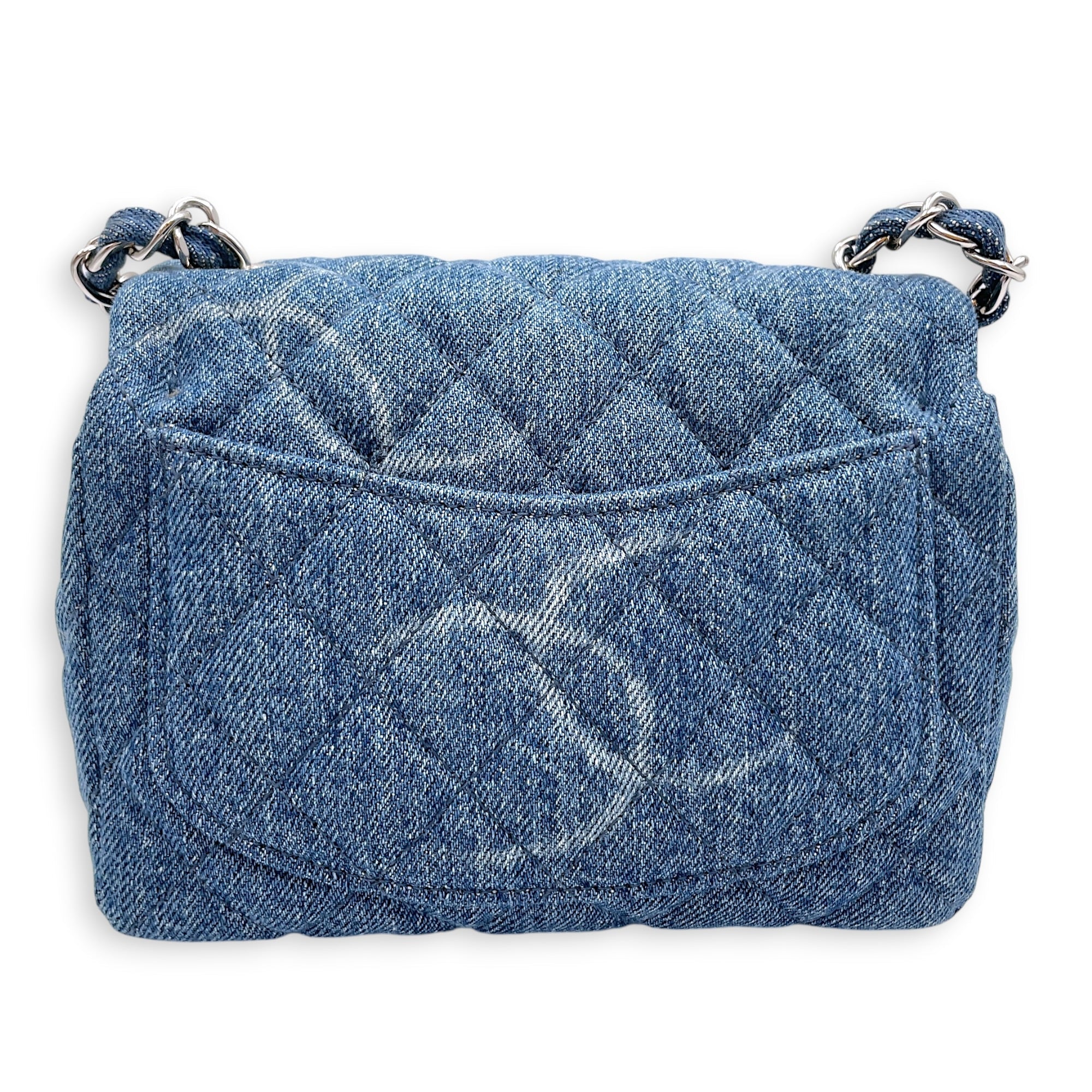 Square Mini Blue Crossbody Bag in Denim Silver hardware CL2607-22301 2