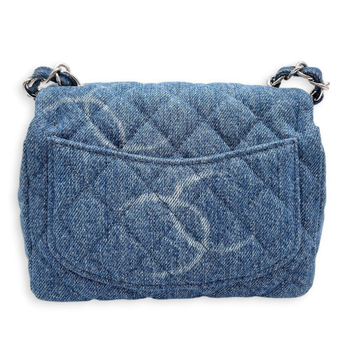Square Mini Blue Crossbody Bag in Denim Silver hardware CL2607-22301 2