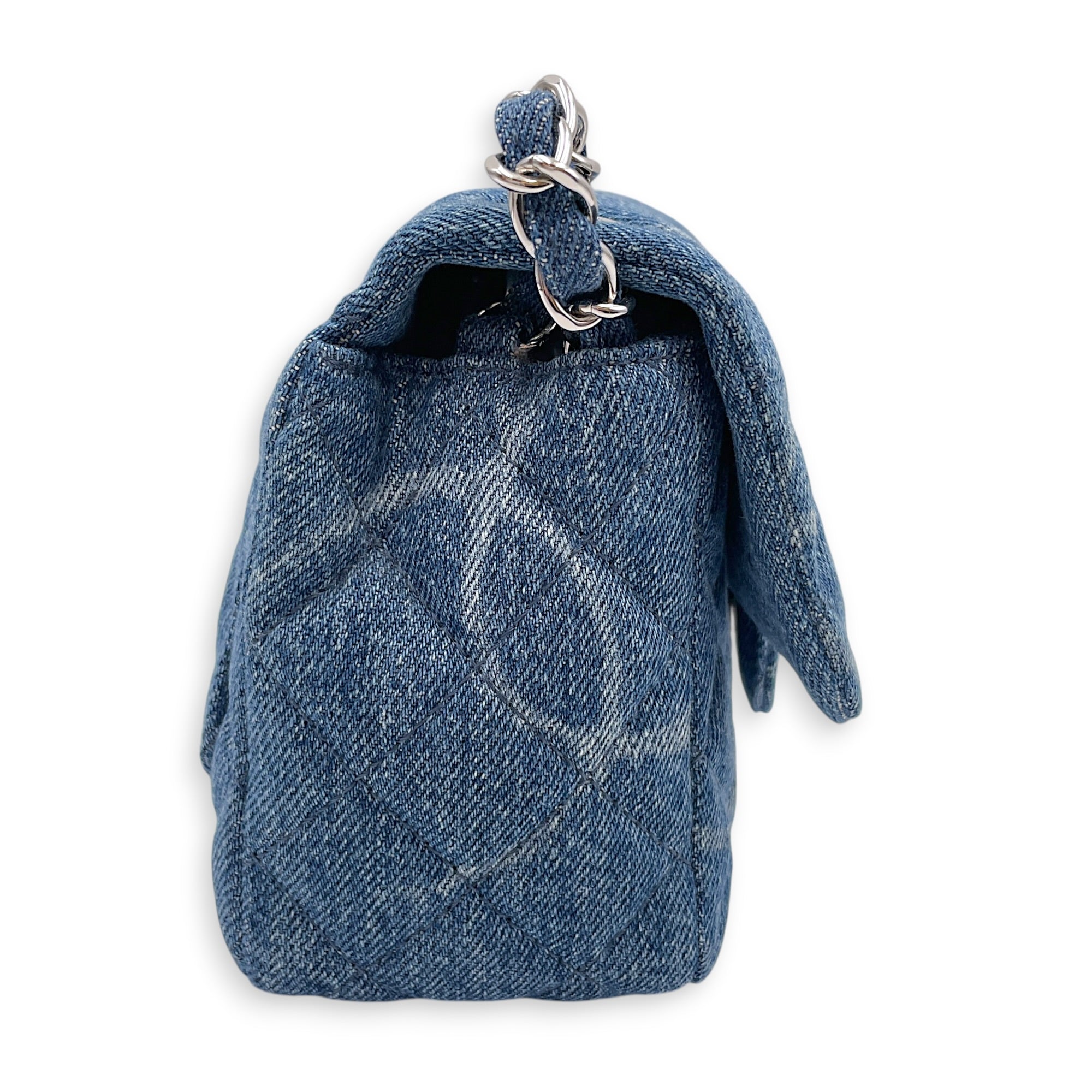 Square Mini Blue Crossbody Bag in Denim Silver hardware CL2607-22301 3