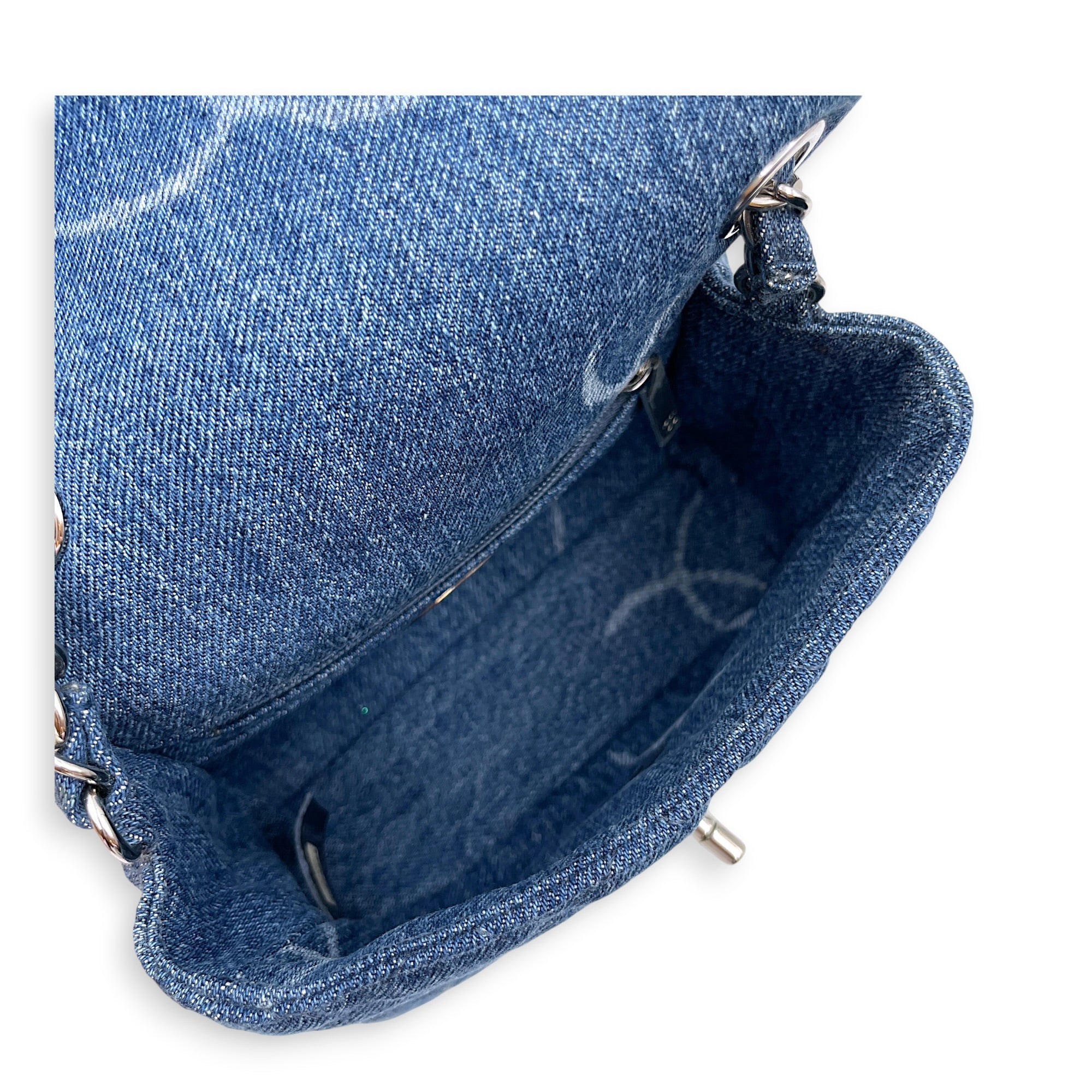 Square Mini Blue Crossbody Bag in Denim Silver hardware CL2607-22301 4