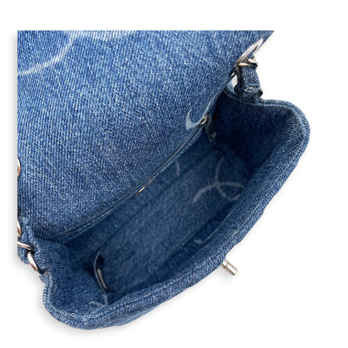 Square Mini Blue Crossbody Bag in Denim Silver hardware CL2607-22301 4