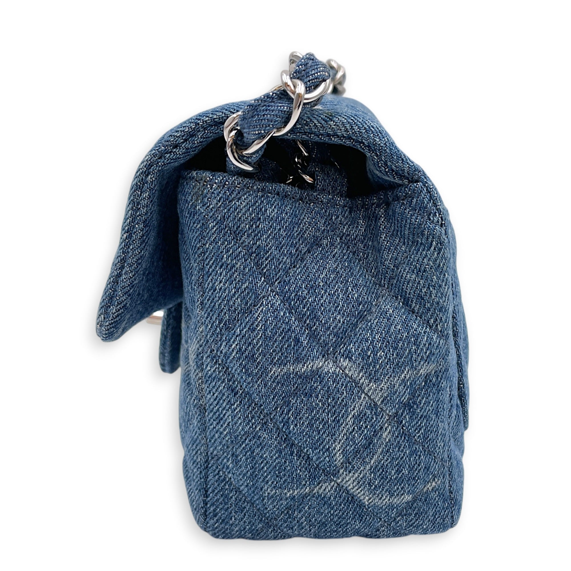 Square Mini Blue Crossbody Bag in Denim Silver hardware CL2607-22301 6