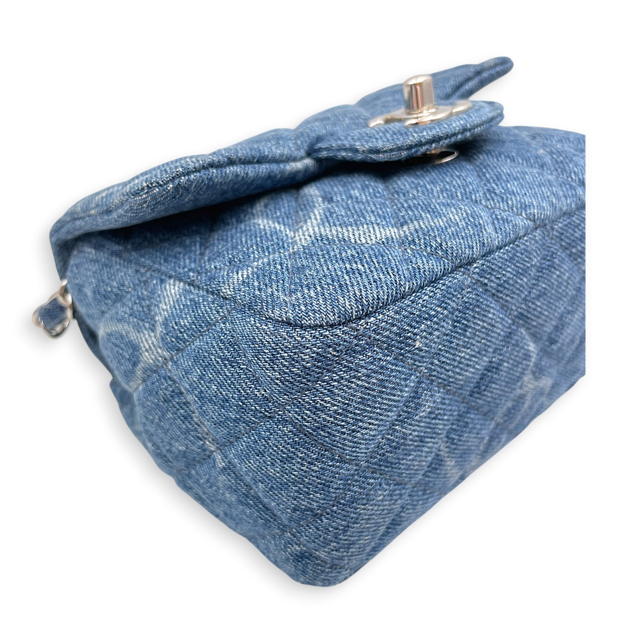 Square Mini Blue Crossbody Bag in Denim Silver hardware CL2607-22301 9