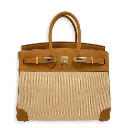 Birkin 25 Sesame/Ecru-Paille in Swift/Toile H Palladium hardware CL2607-22303 1