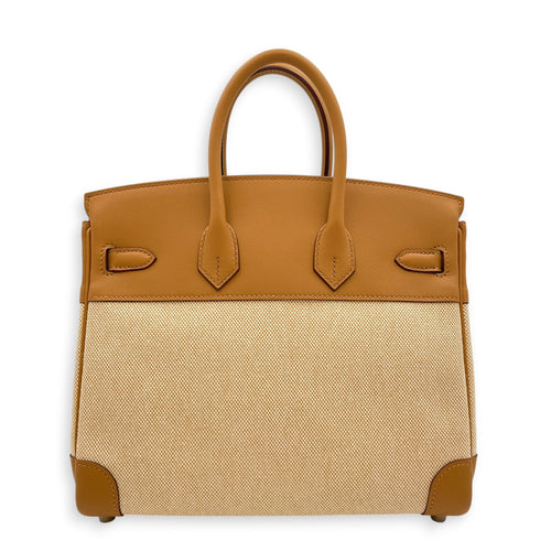Birkin 25 Sesame/Ecru-Paille in Swift/Toile H Palladium hardware CL2607-22303 2