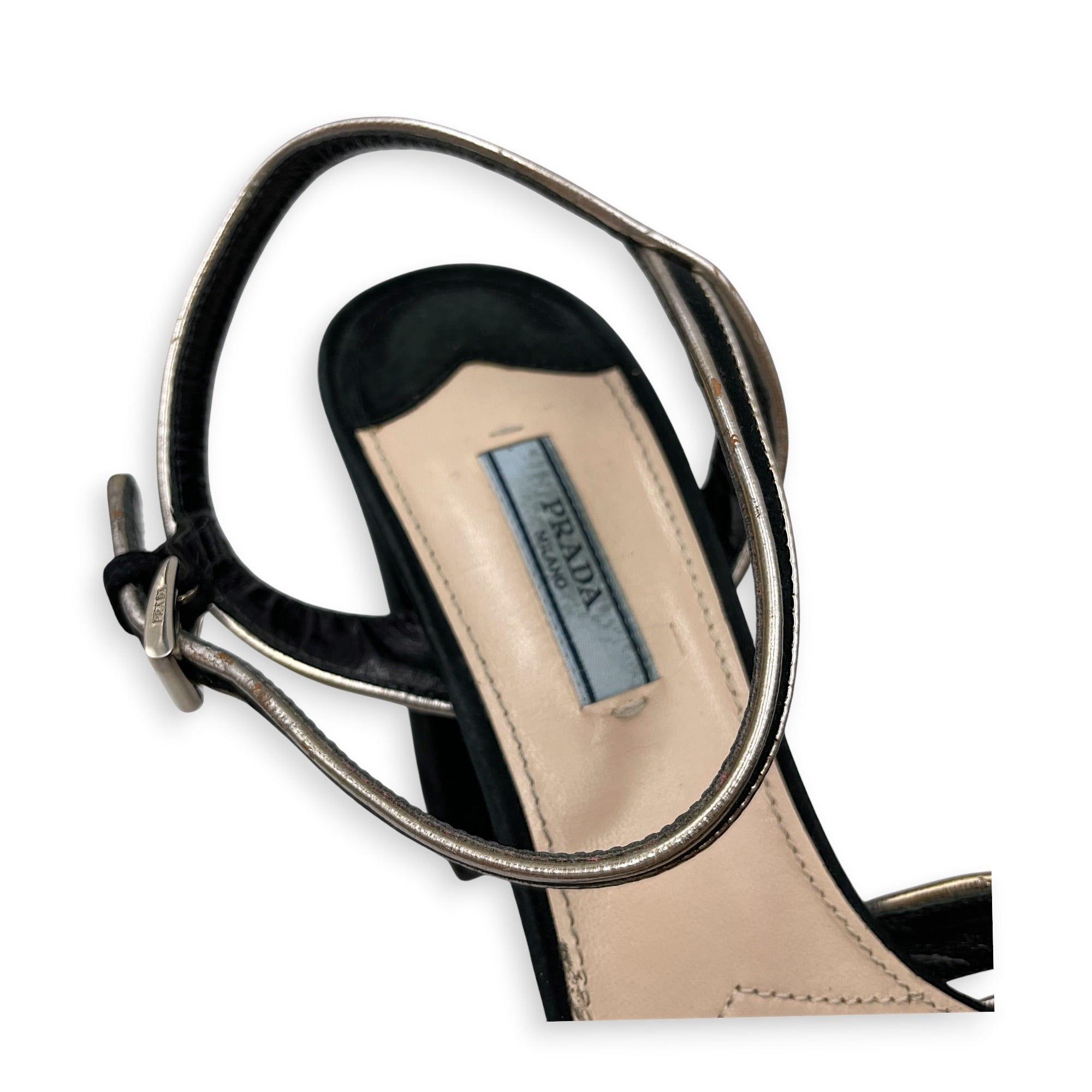 Milano Donna Strappy 40 Black Platform Heels in Suede Leather Silver hardware CL2607-22306 8