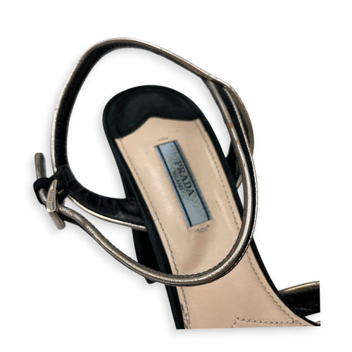 Milano Donna Strappy 40 Black Platform Heels in Suede Leather Silver hardware CL2607-22306 8