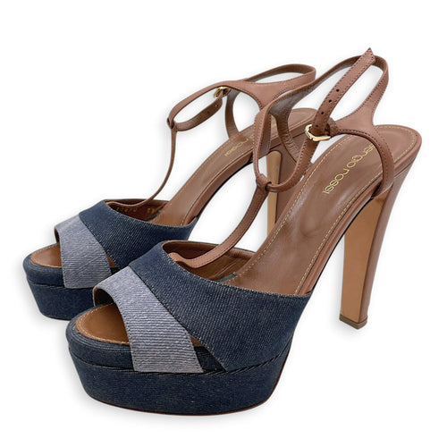 Edwige 39 Blue  Platform Heels in Calfskin CL2607-22307 3