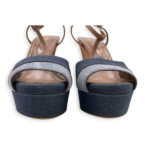 Edwige 39 Blue  Platform Heels in Calfskin CL2607-22307 4