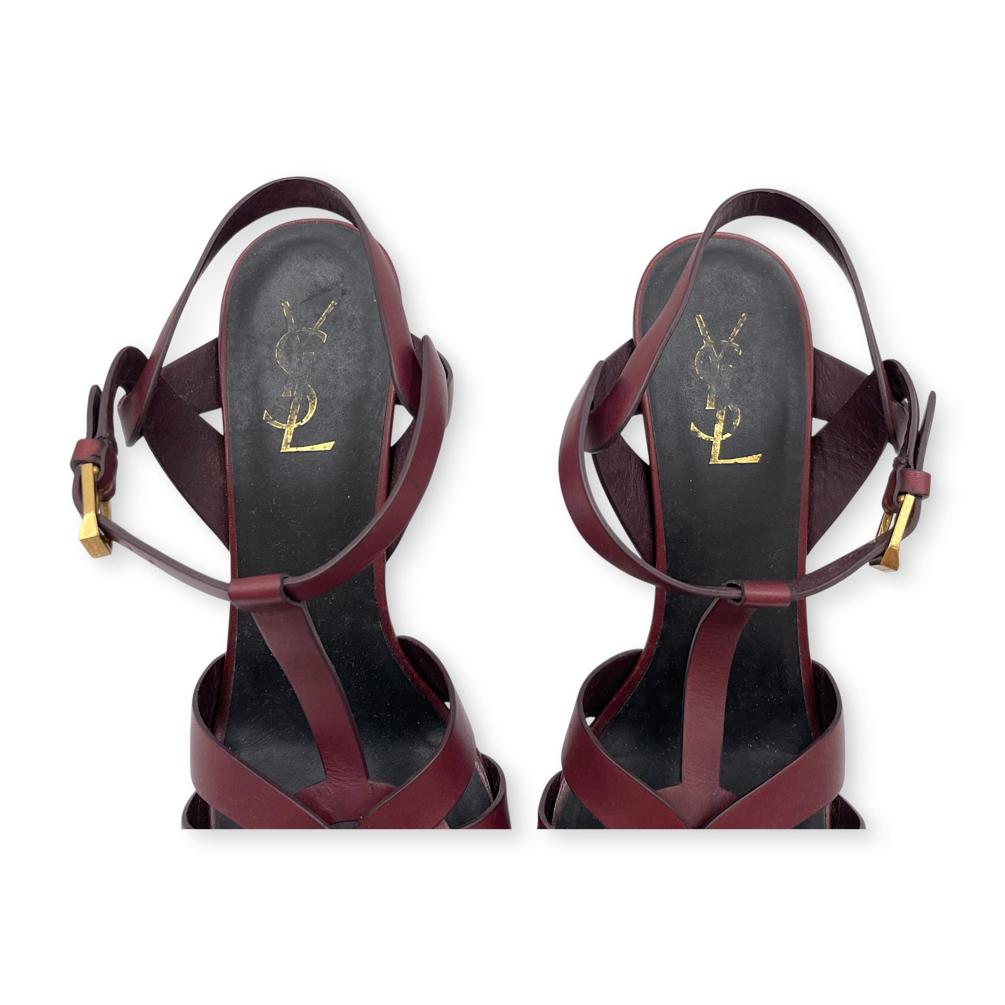 Tribute Leather 40 Red Platform Heels in Calfskin Gold hardware CL2607-22308 7