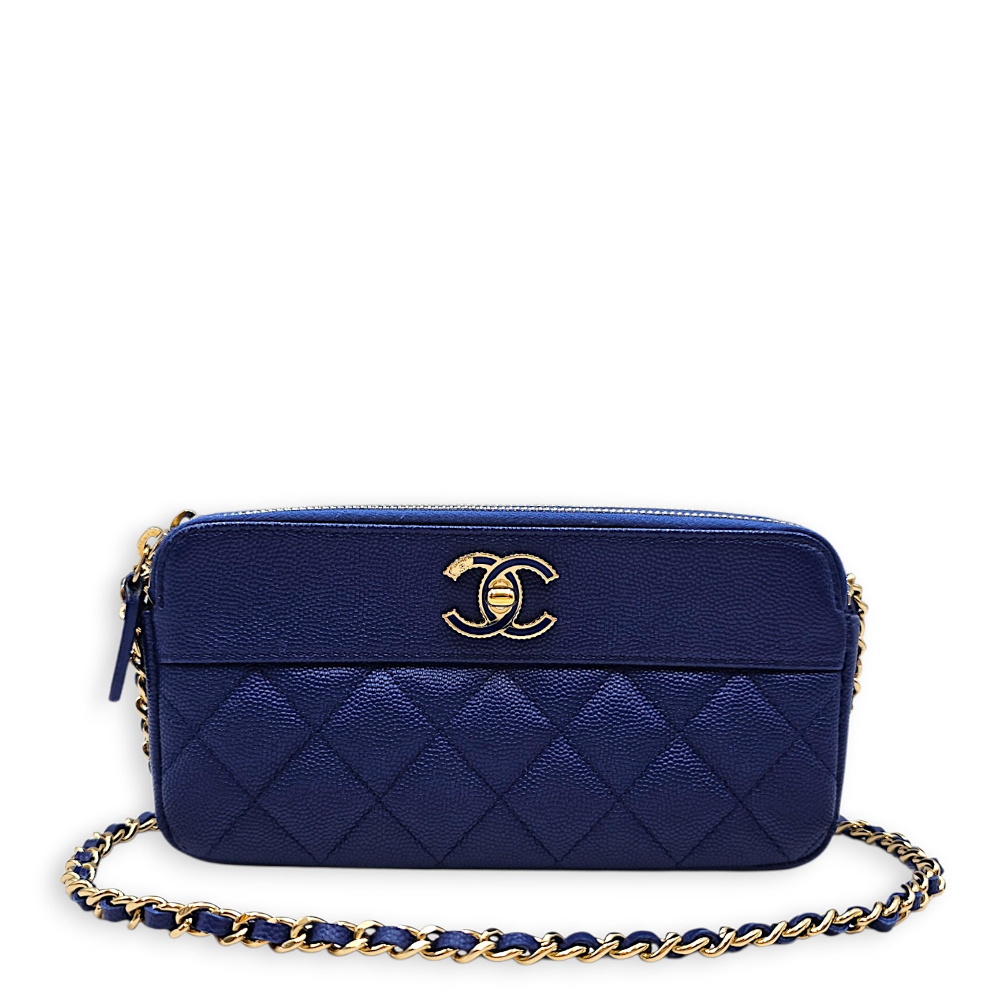 Timeless Wallet on Chain  Blue Crossbody Bag in Caviar Leather CL2607-22317 12