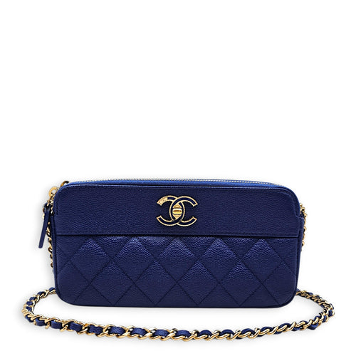 Timeless Wallet on Chain  Blue Crossbody Bag in Caviar Leather CL2607-22317 12