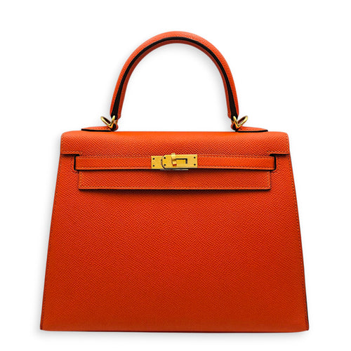 Sellier Kelly 25 Terre Battue in Epsom Gold hardware