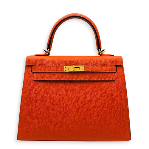 Sellier Kelly 25 Terre Battue in Epsom Gold hardware CL2607-22318 1