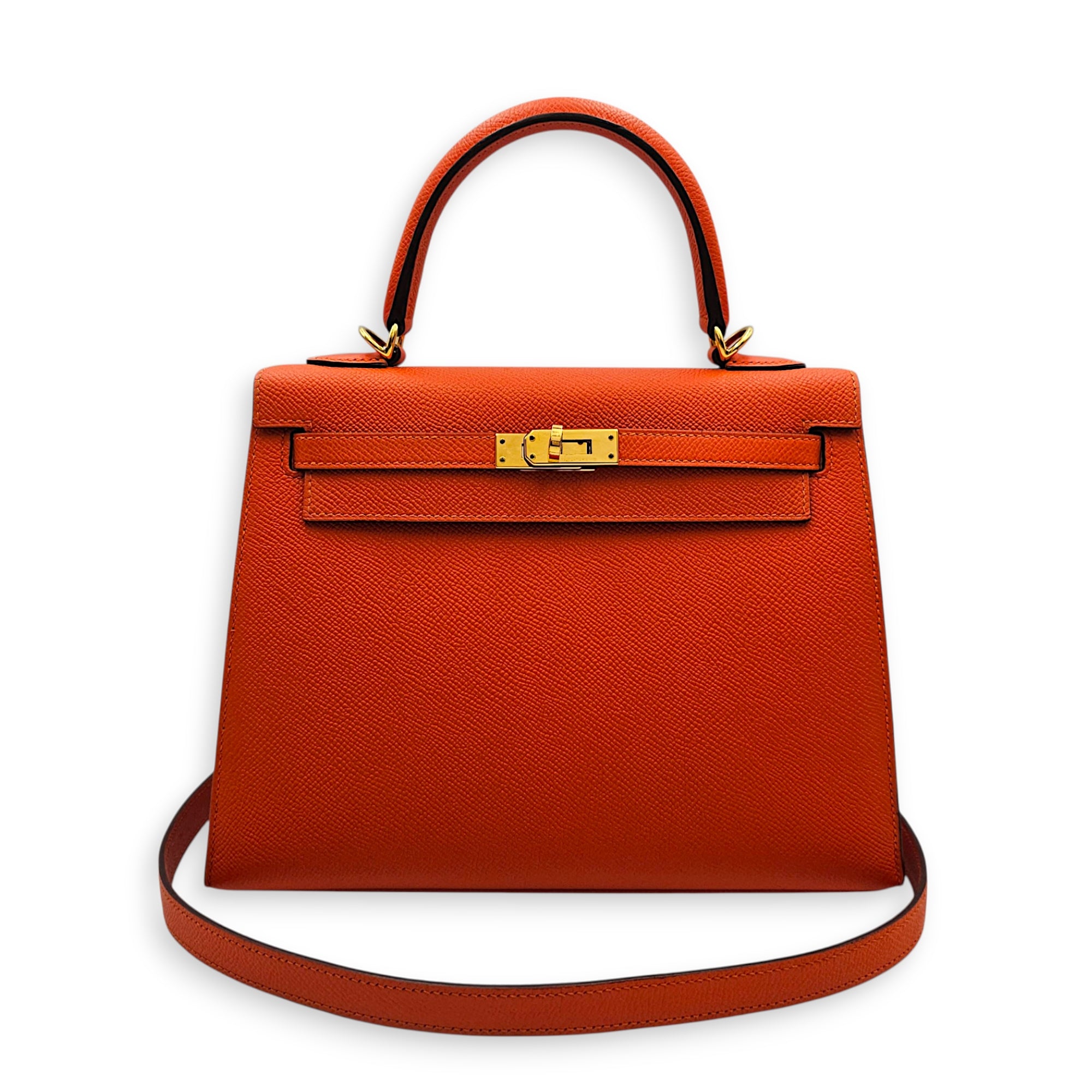 Sellier Kelly 25 Terre Battue in Epsom Gold hardware