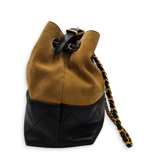 25A Two tone Shopping 33 cm Beige Shoulder Bag in Suede Leather Gold hardware CL2607-22321 3