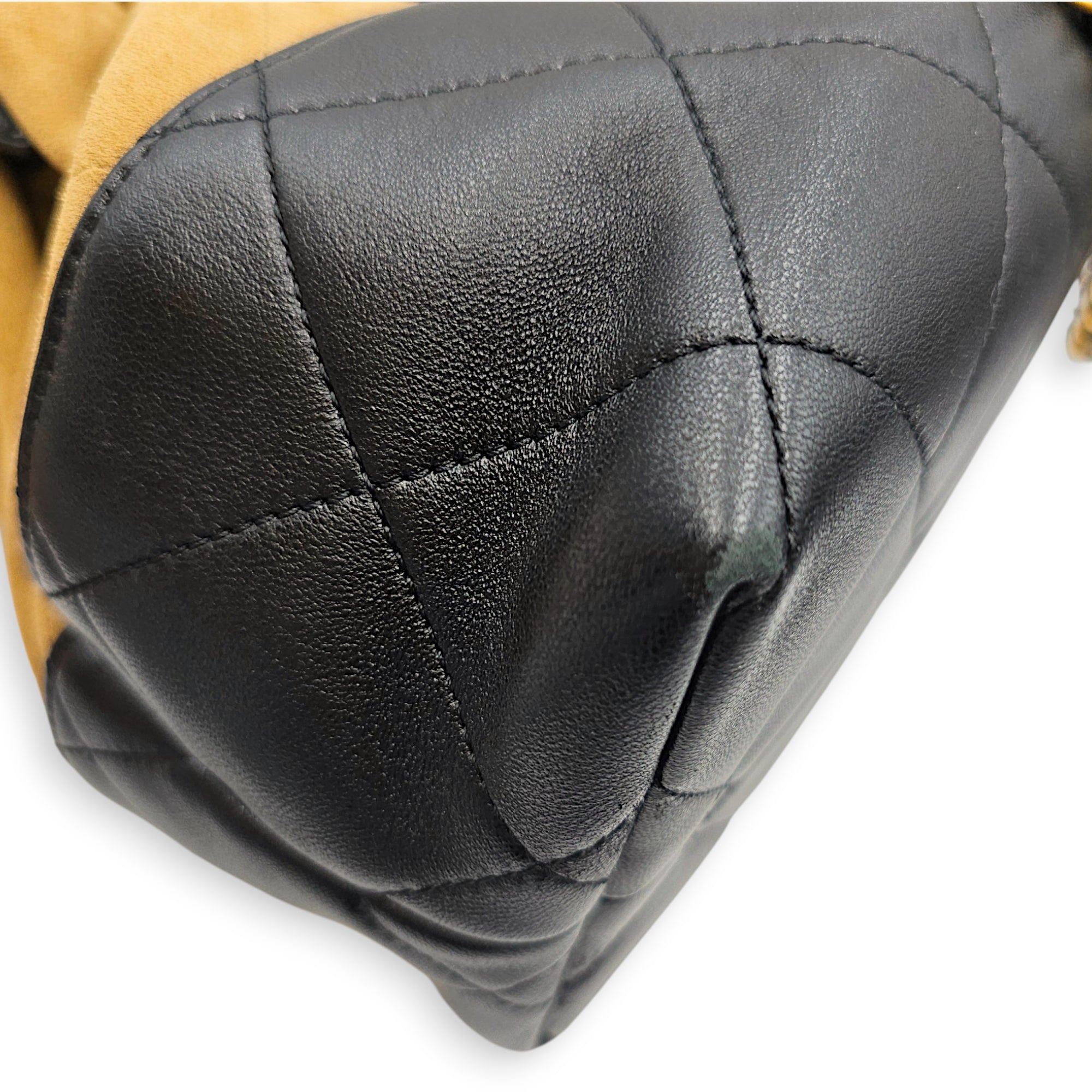 25A Two tone Shopping 33 cm Beige Shoulder Bag in Suede Leather Gold hardware CL2607-22321 7