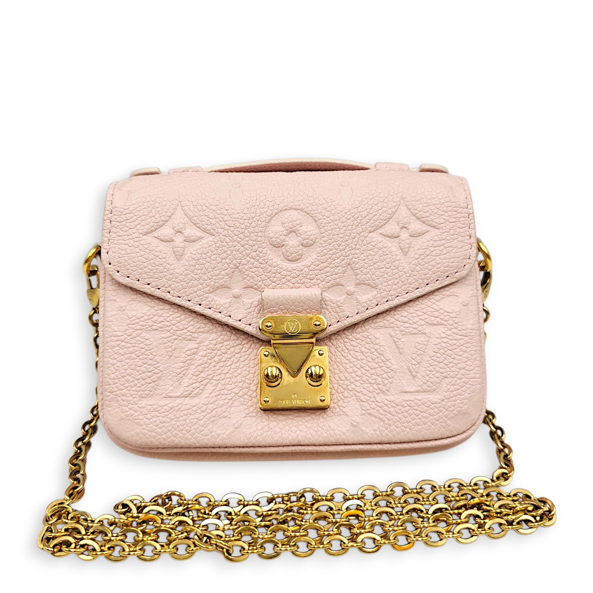 Micro Metis Pink Crossbody Bag in Empreinte Leather Gold hardware CL2607-22326 3