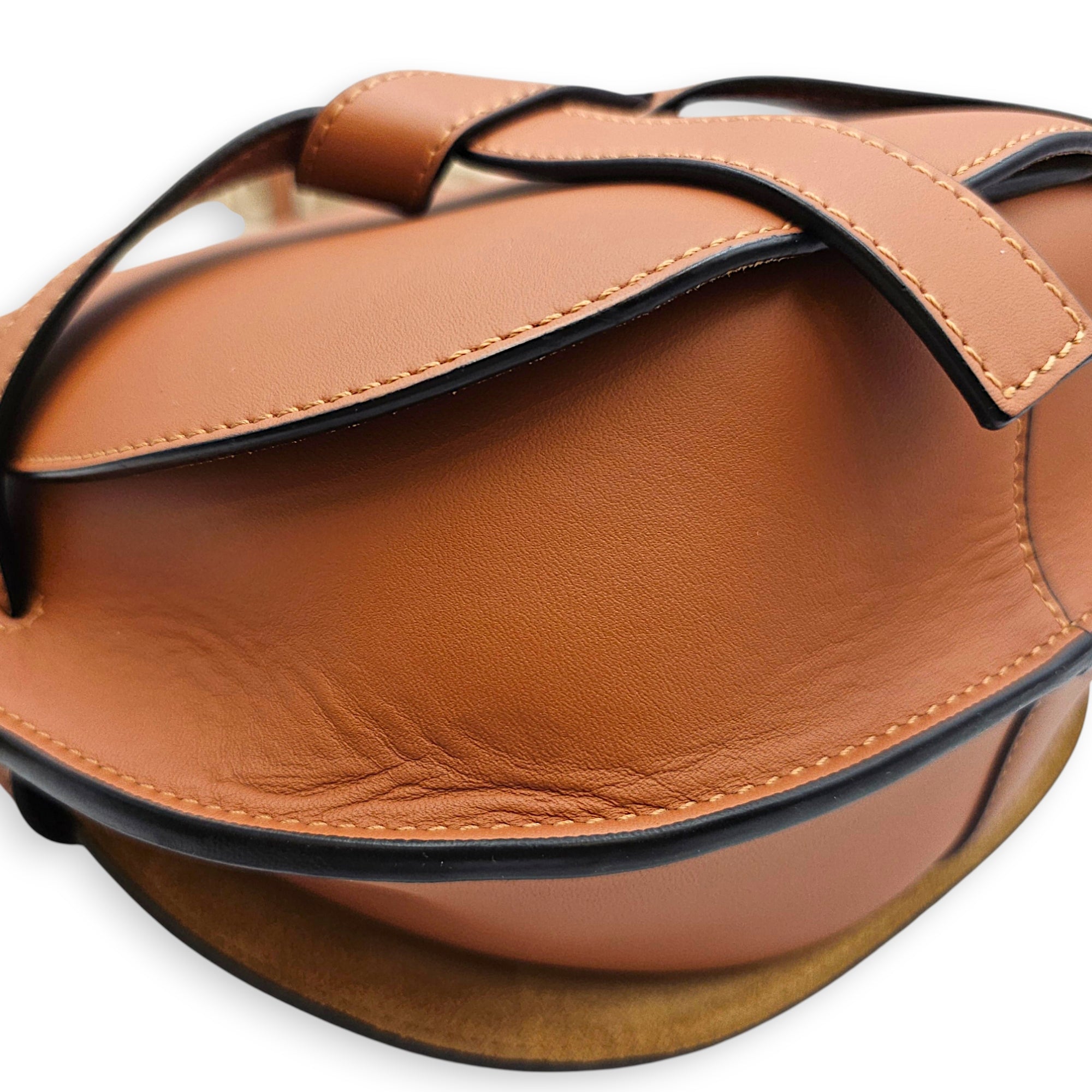 Small Gate Brown Shoulder Bag in Calfskin Gold hardware