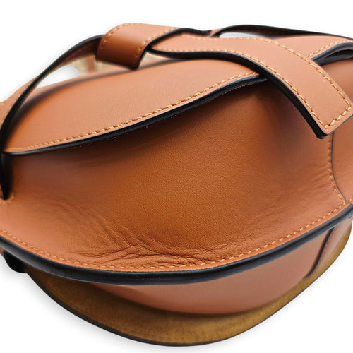 Small Gate Brown Shoulder Bag in Calfskin Gold hardware